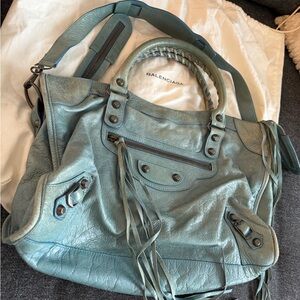 Balenciaga City Bag - Teal / Light Blue